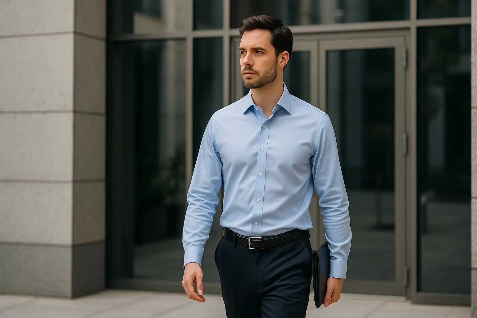 Dress shirt laid out for a job interview