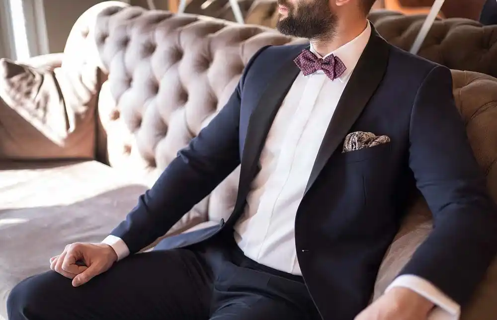 Groom in a custom wedding tuxedo