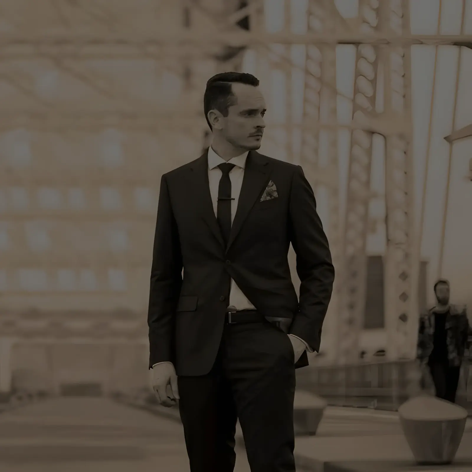 Custom charcoal custom suit details