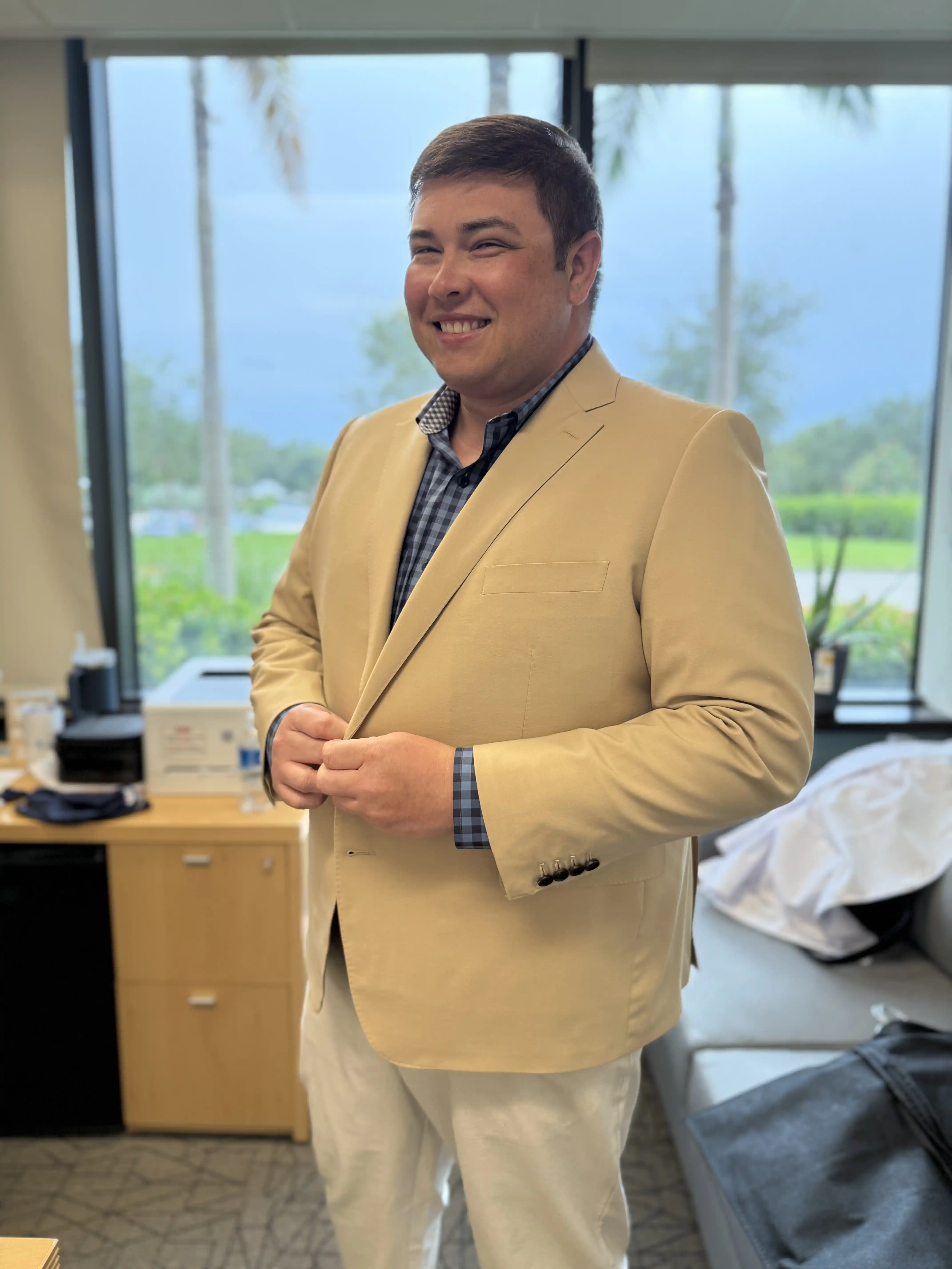 Custom cream and yellow sport coat, custom tailoring Fort Myers FL
