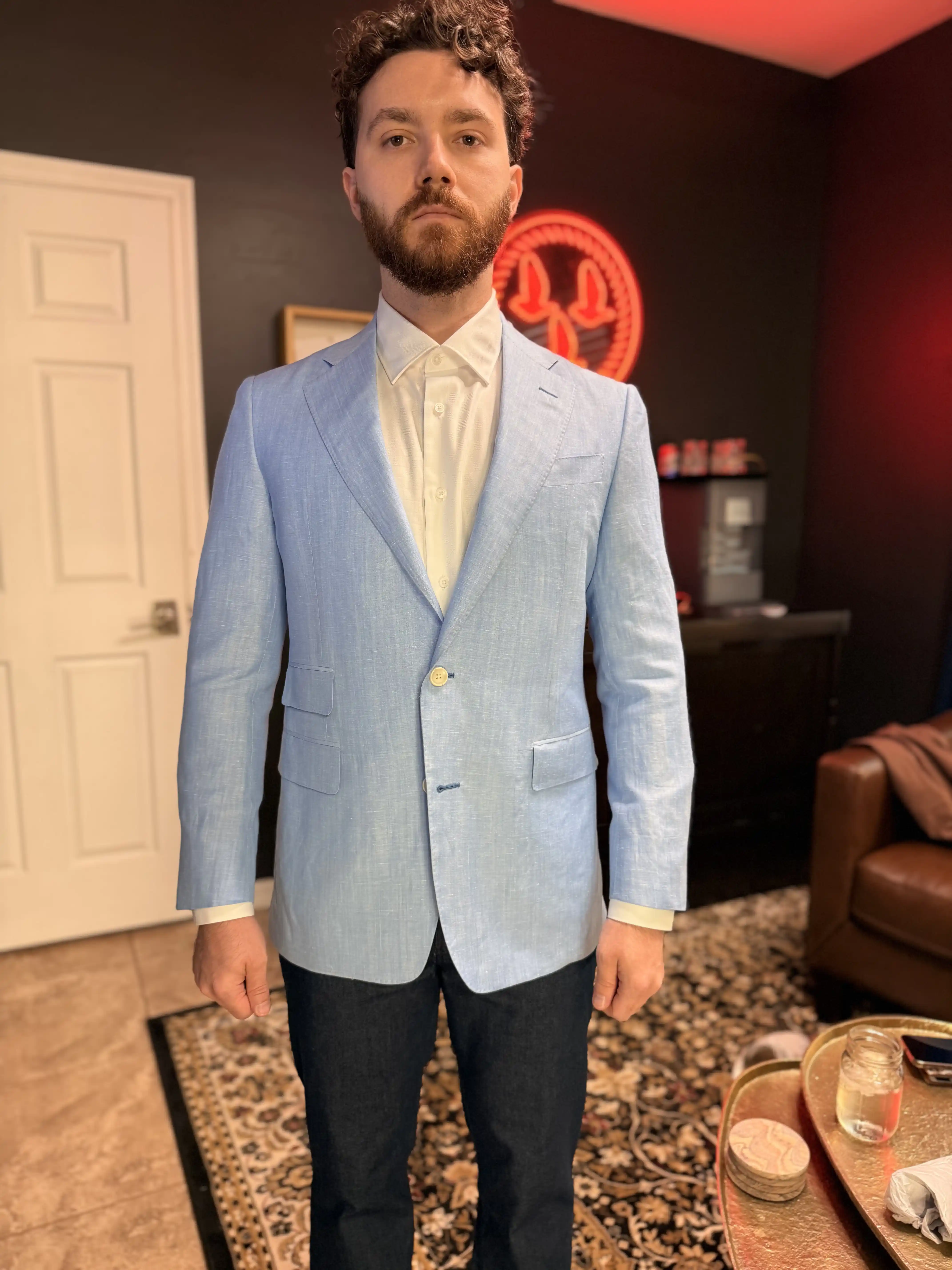 Sky blue custom sport coat, made to measure Southwest Florida