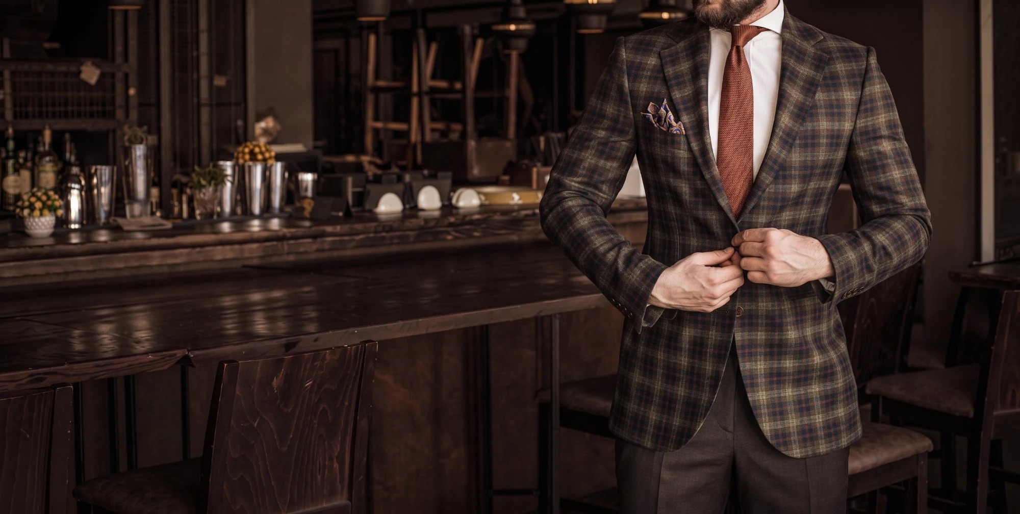 Client in a custom plaid sport coat by Florida Suit Guy, Fort Myers