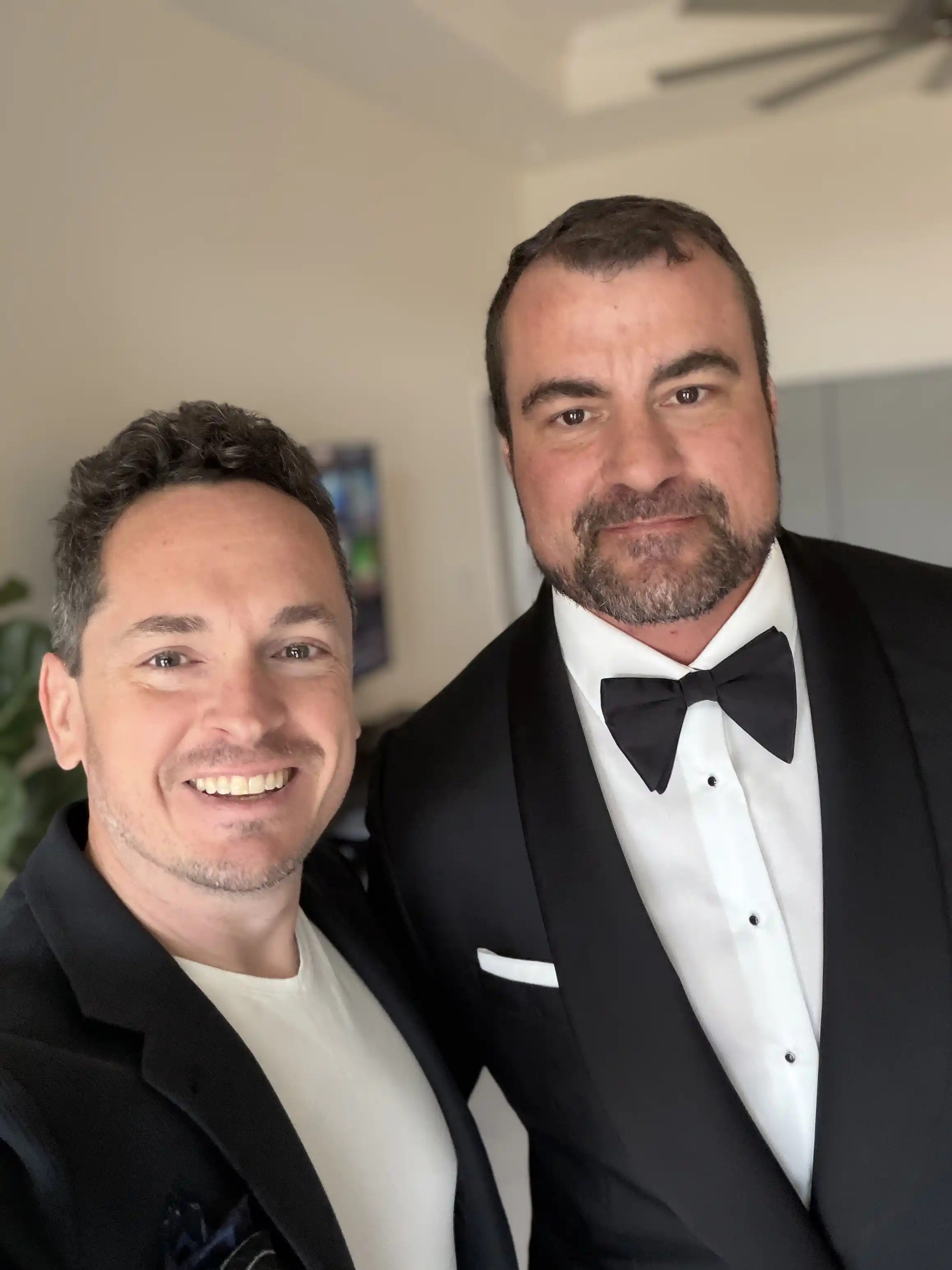Custom black wedding suit with bow tie, second look, Florida Suit Guy