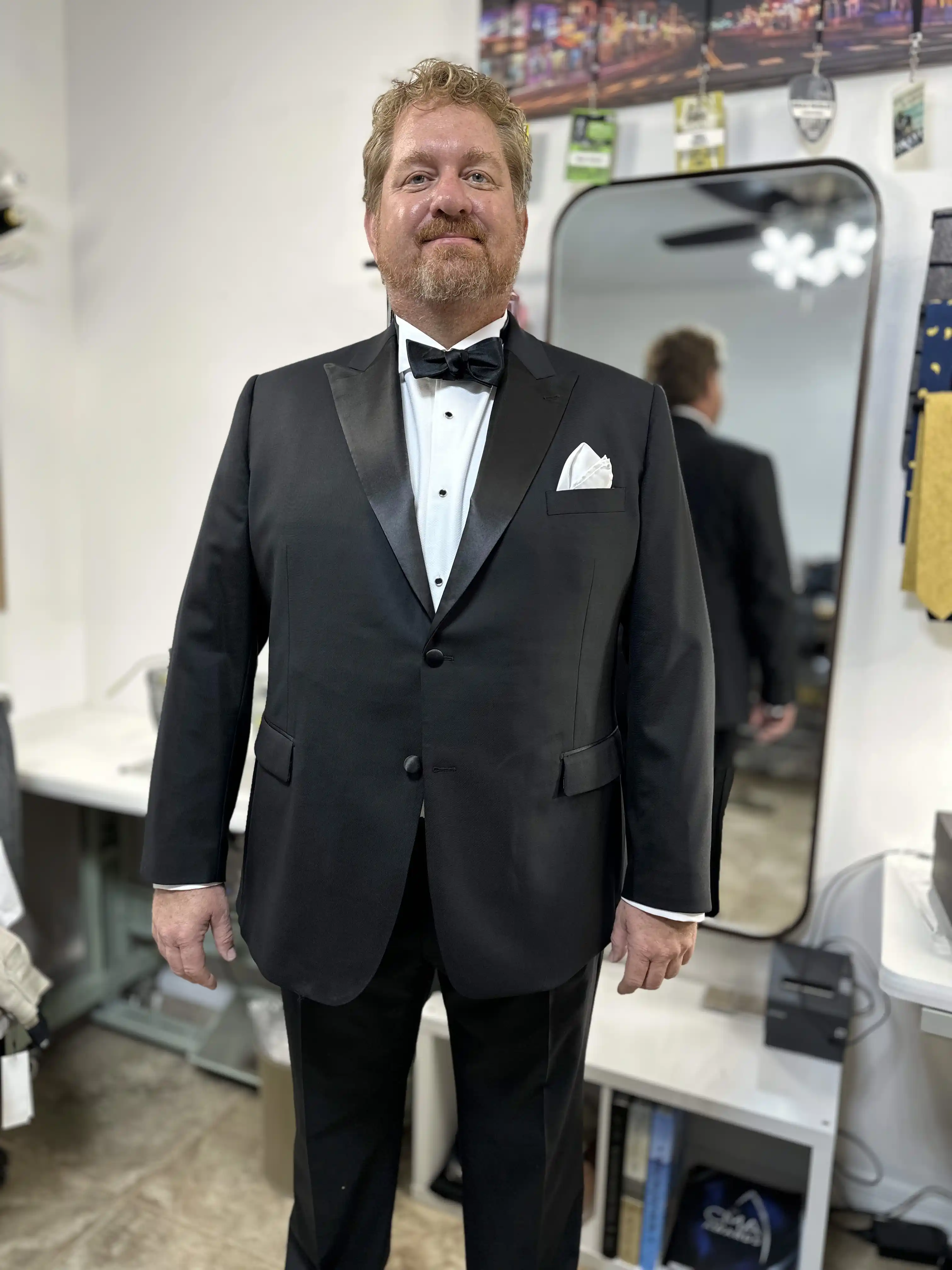 Formal custom black wedding suit, custom tailoring Southwest Florida