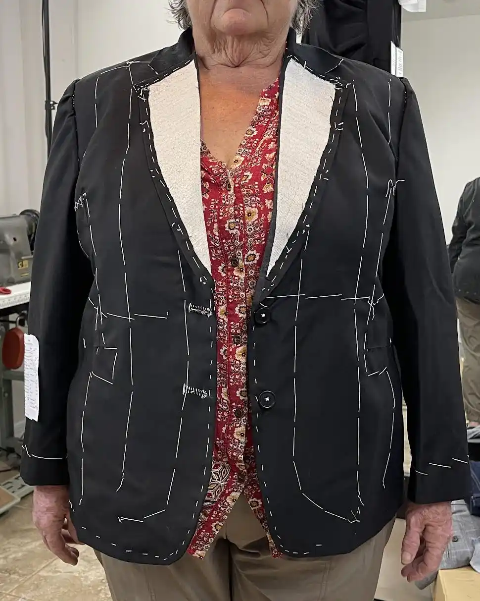 Final chalk marks transferred from first-fit garment to master pattern, Florida Suit Guy