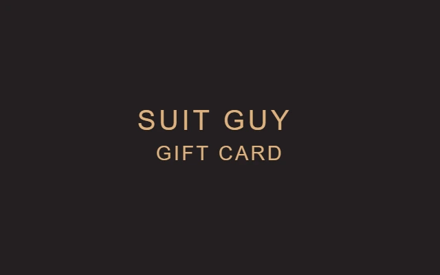 Suit Guy gift card in black and gold