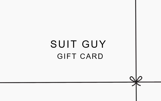 Suit Guy gift card with a ribbon design