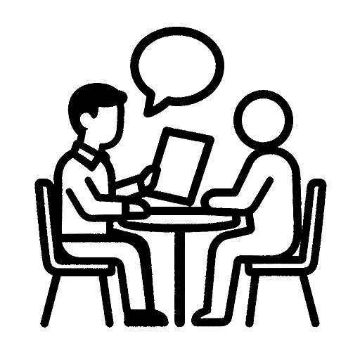 line drawing of two people looking at fabric books at a table